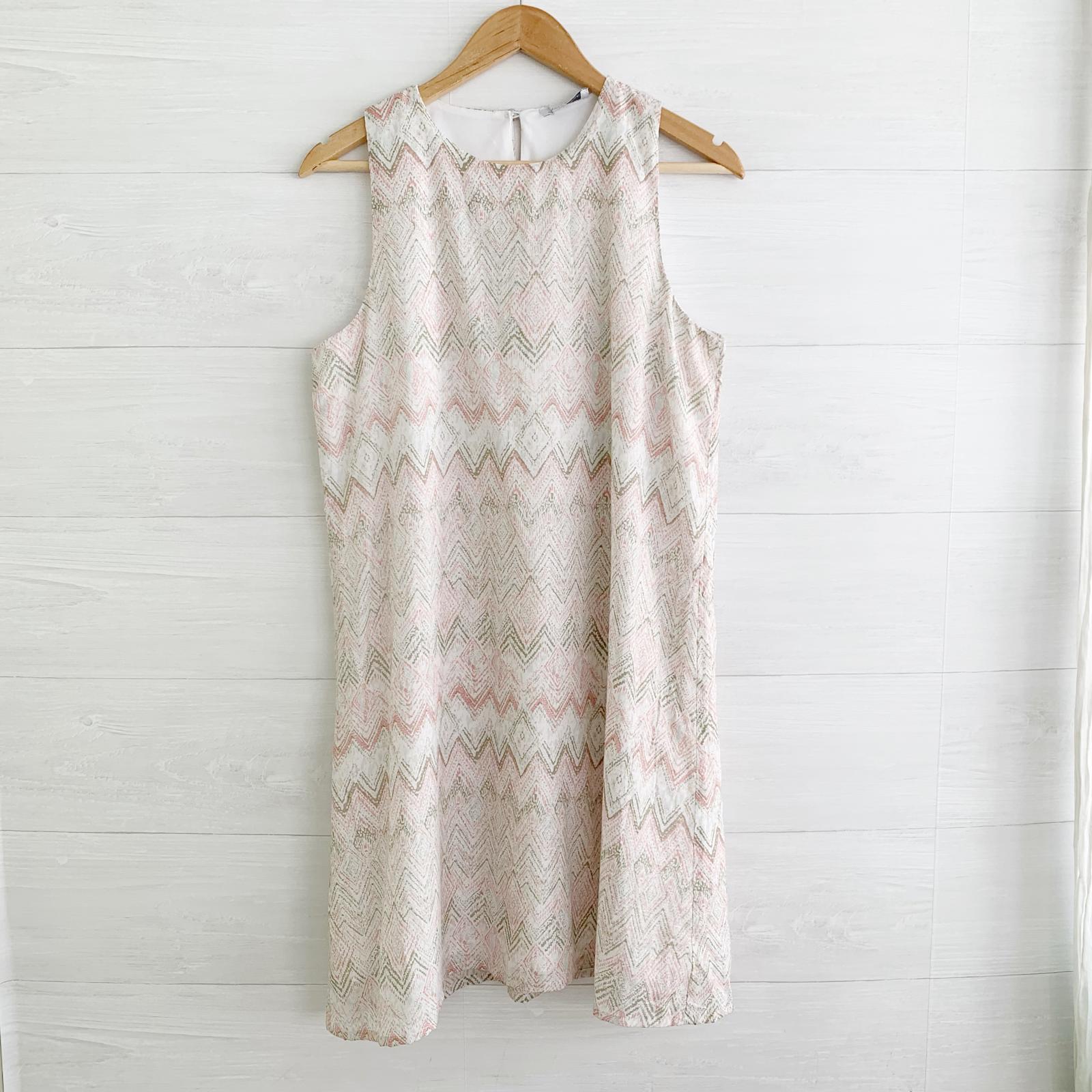 NWT Keren Hart – Pale beige pink chevron sleeveless A-line dress lined, L