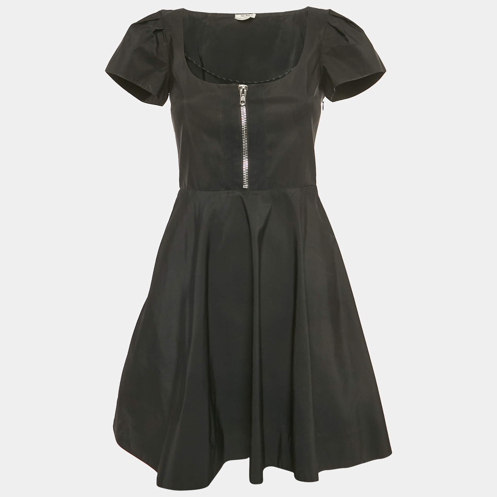 Miu Miu Black Synthetic Flared Mini Dress S