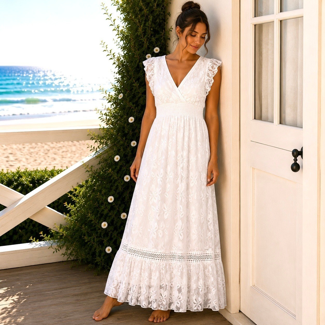 Anthropologie J Gee Medium Maxi Dress Cottagecore Romantic Coquette Feminine NWT