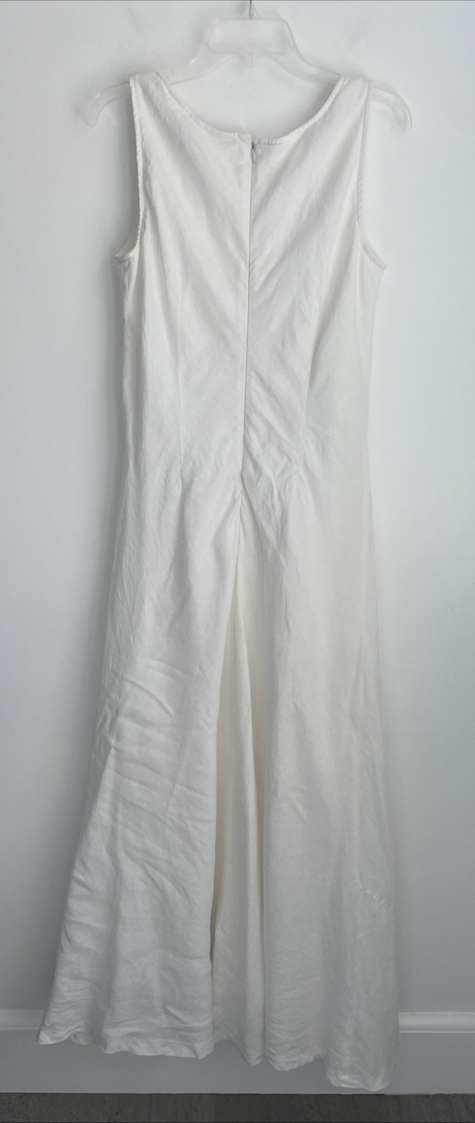 Spiegel White 100% Linen Scoop Neck Maxi Dress Sz 12 Cottagecore Minimalist