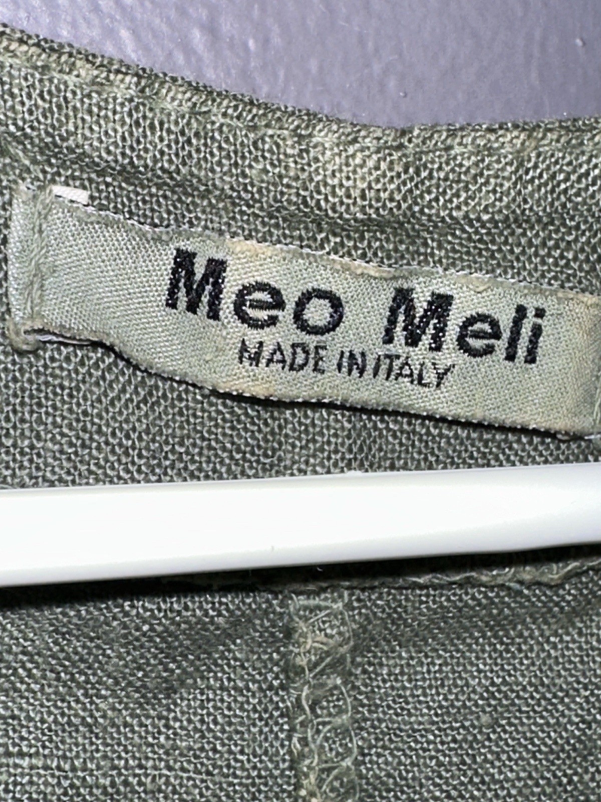 Meo Meli Green Solid Linen V-Neck Short Sleeve Sheath Long Dress 172 Italy