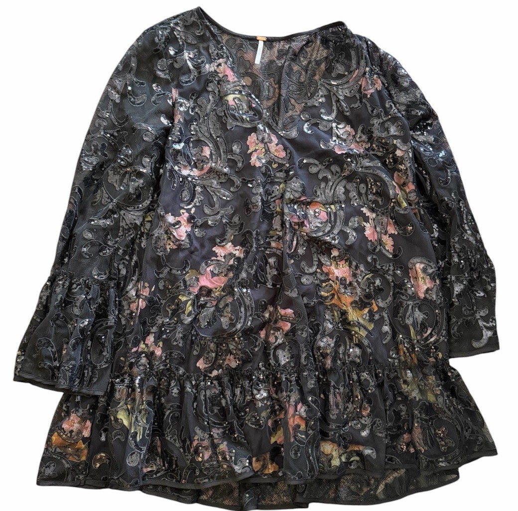 Free People Falling Flowers Sequin Mini Dress Women’s Size Medium