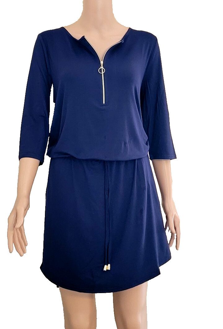NWT Lascana Women’s Zip Front Navy Blue Mini Dress Size 10