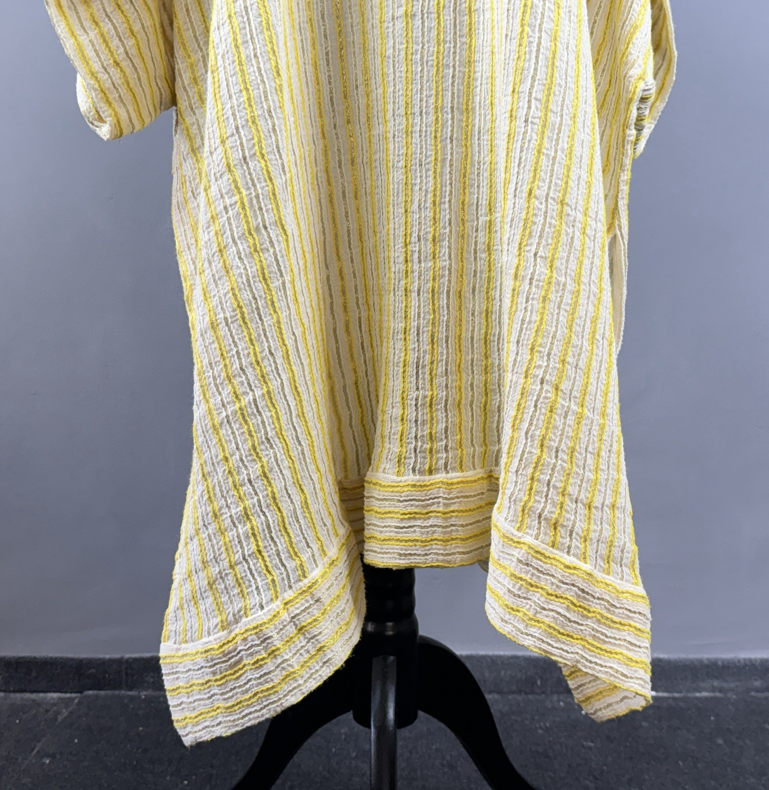 ZEUS DIONE Yellow Striped Oversize Kaftan Style Kimono Dress Size 44