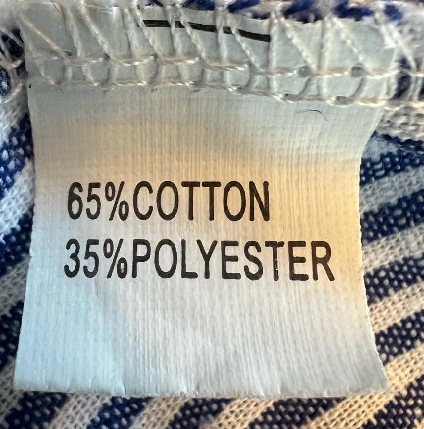 Slide Show Blue White Pinstripe Cottagecore Button Front Midi Dress Size 12