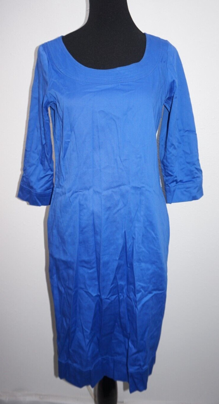 Chadwicks Periwinkle Blue Shift Dress Sz 4 Just Below Knee Length 3/4 Sleeve