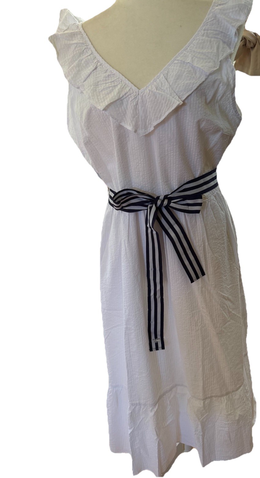 New NWT Vineyard Vines Target White Sleeveless Cotton Seersucker Ruffle Dress XL