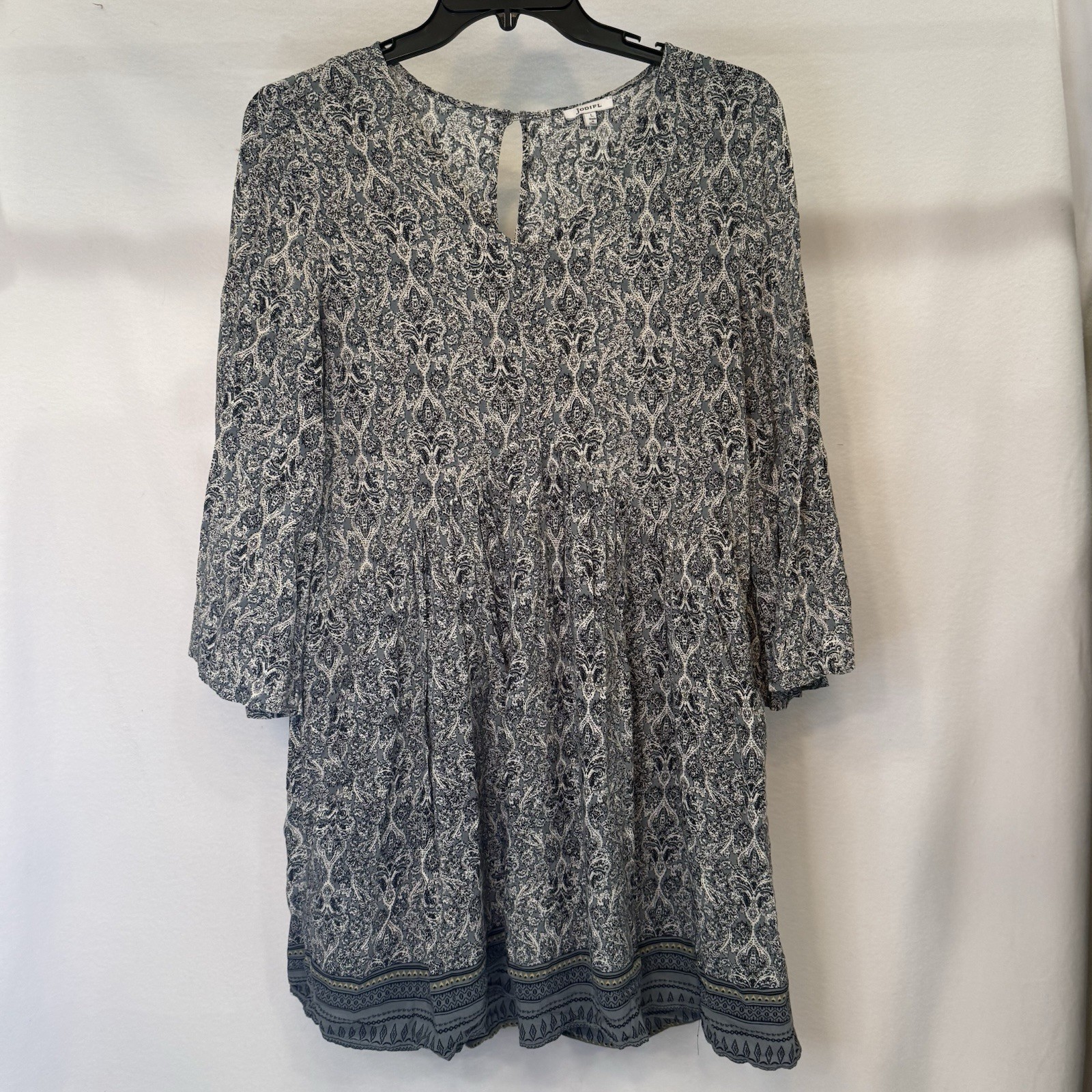 Jodifl Paisley Babydoll Dress Blue Multi Boho Flowy L Oversized