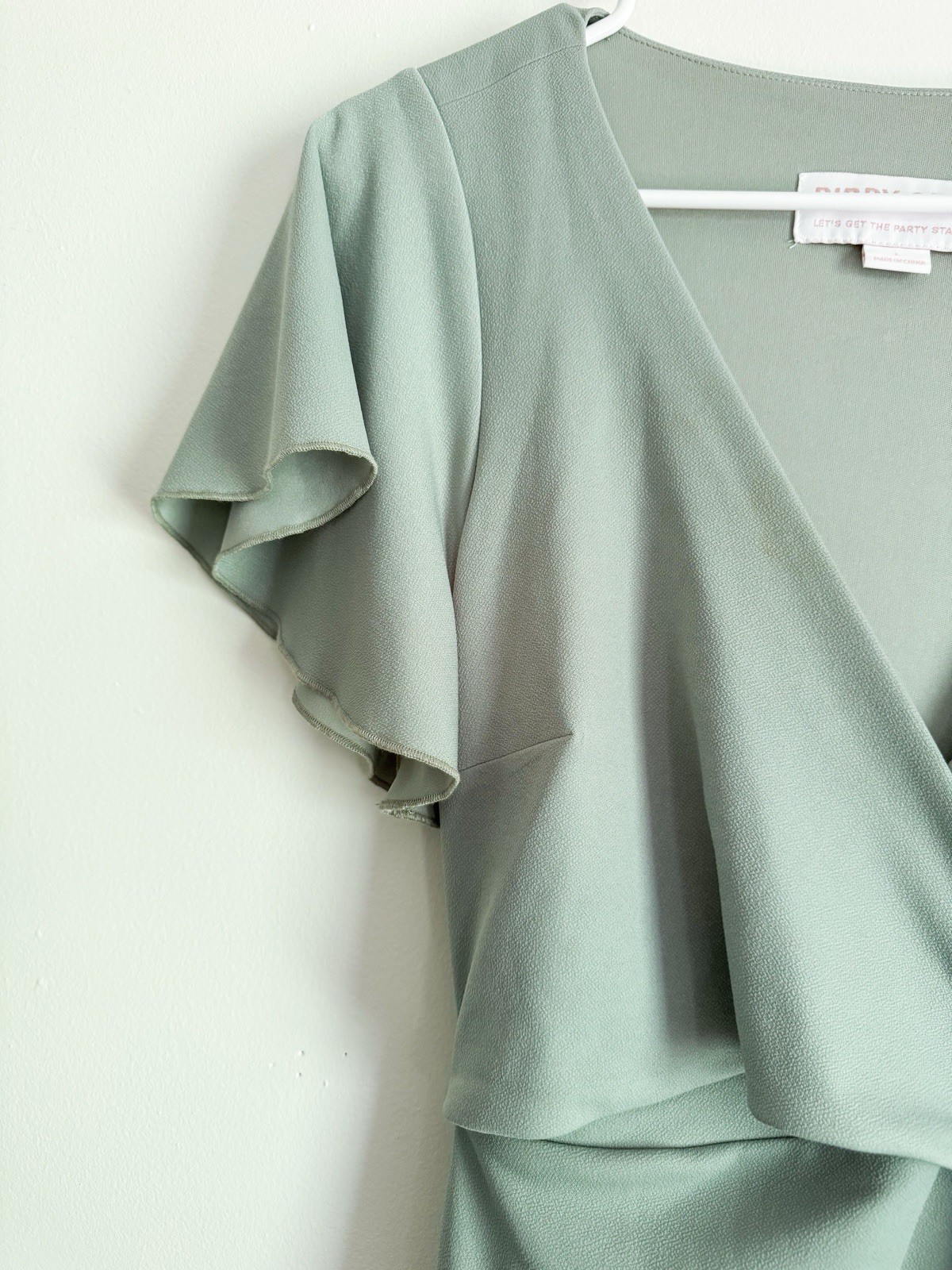 Birdy Grey Mint Green Formal Floor Length Dress With Split And Flutter Sleeves L