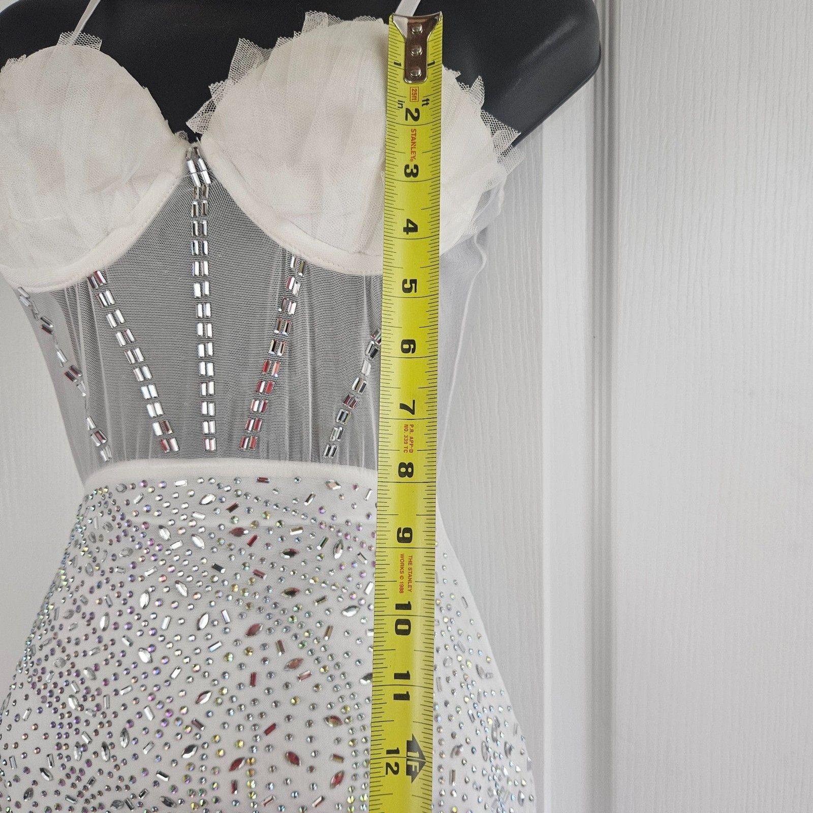 12th Tribe Rhinestone Fringe Keely White Embelished Mini Dress Vegas Wedding
