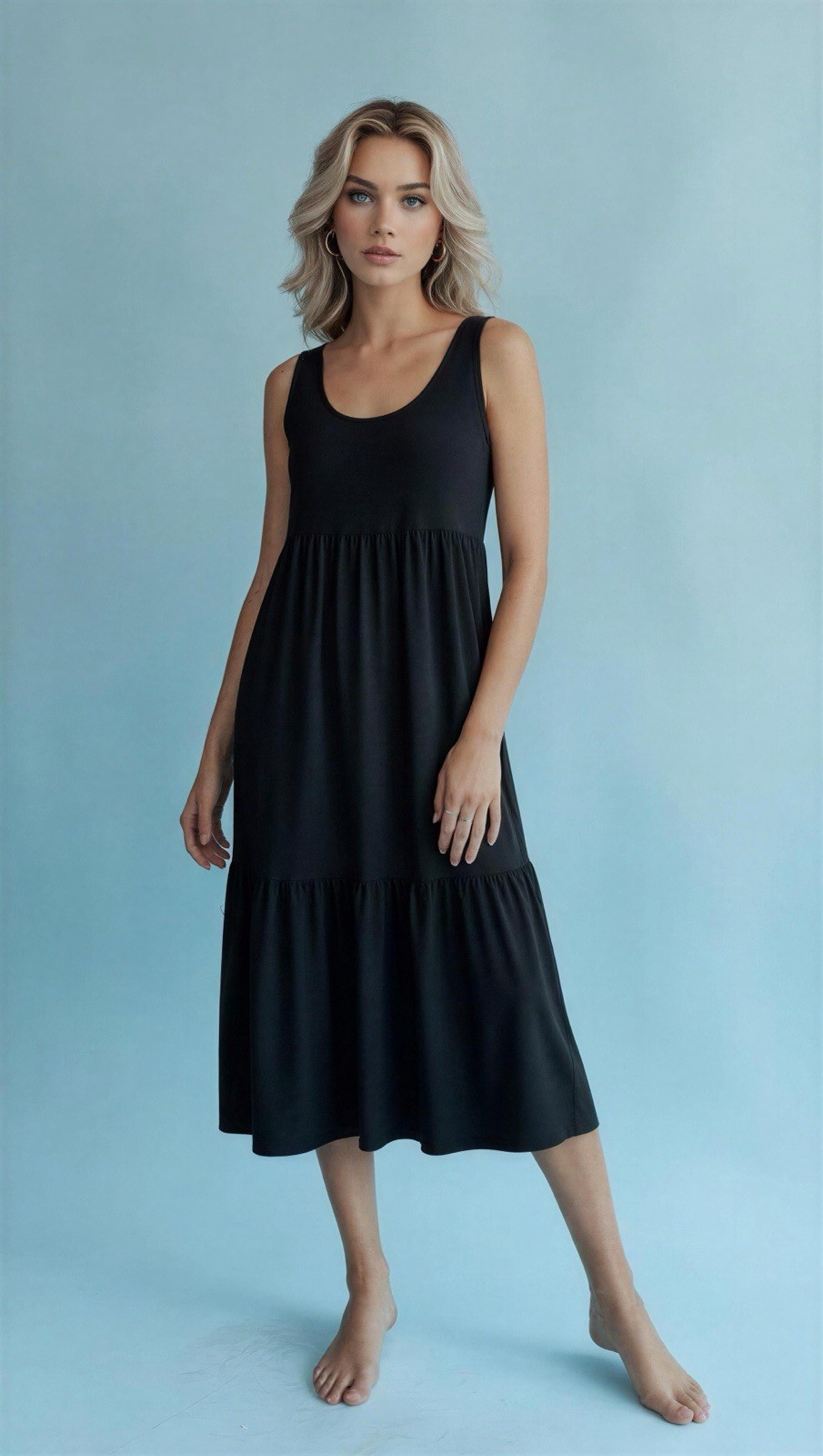 Nicole Miller New York Tiered Dress Color Black Size XS NWT