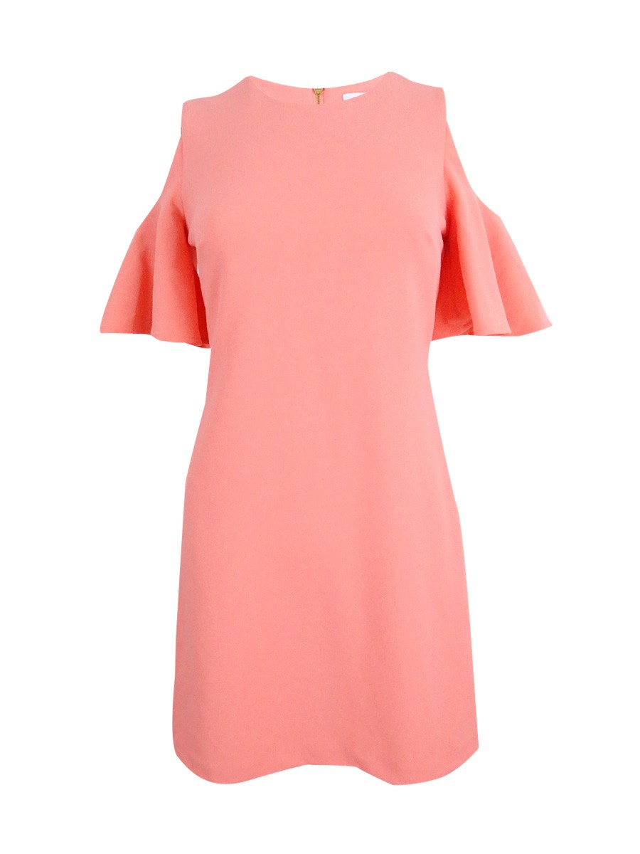 Calvin Klein Women’s Cold-Shoulder Ruffled Sheath