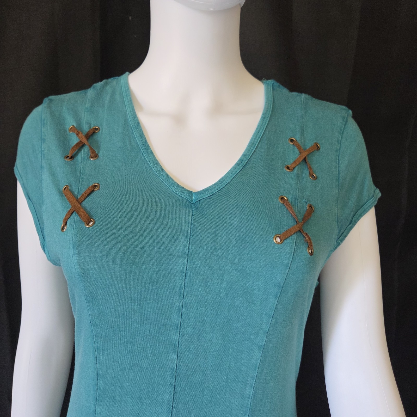 Back In The Saddle Womens Western Prairie Maxi Turquoise Dress W/ Suede Detail