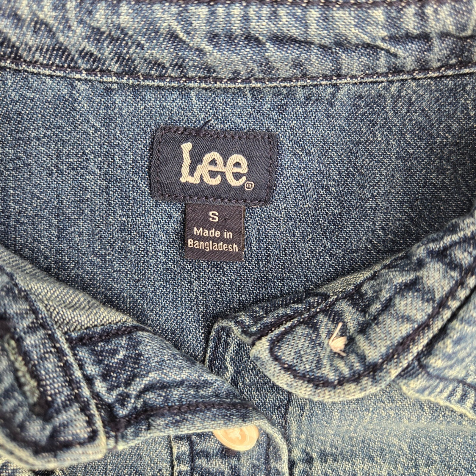 Lee SMALL Denim Button Down Womens Westerncore Cowgirl Medium Wash Shirt Dress