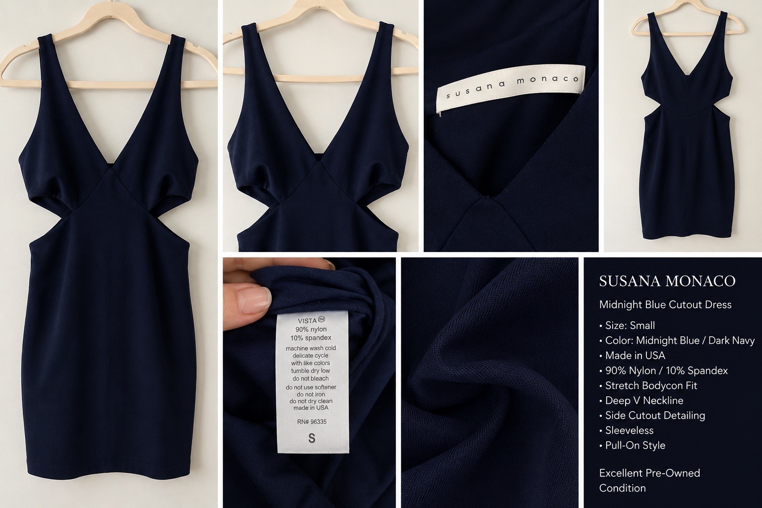 Susana Monaco Side Open V Tank Dress in Midnight Blue, Size Small