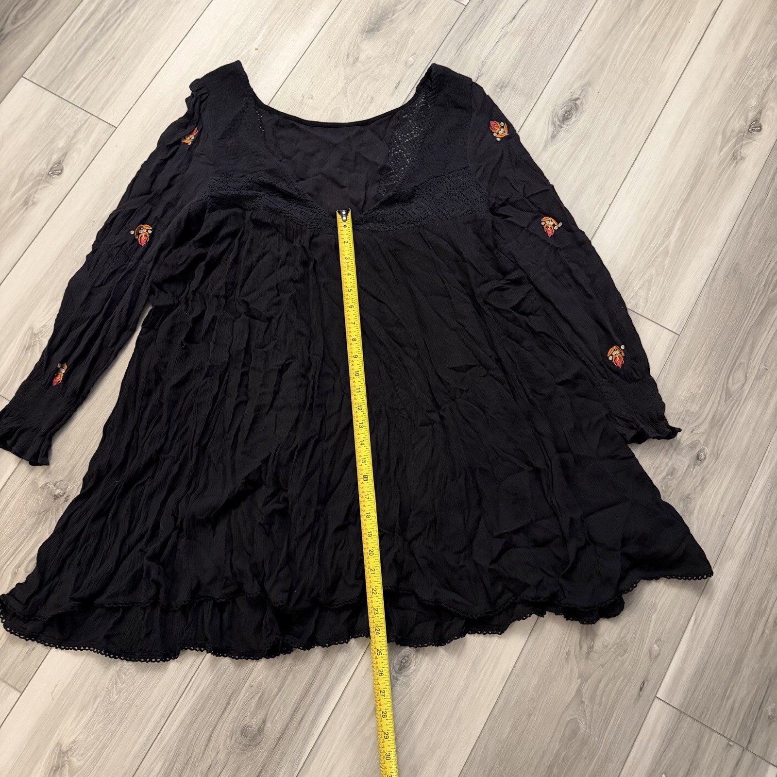 Free People Mohave Mini Dress Black Embroidered Festival Boho Women’s Medium