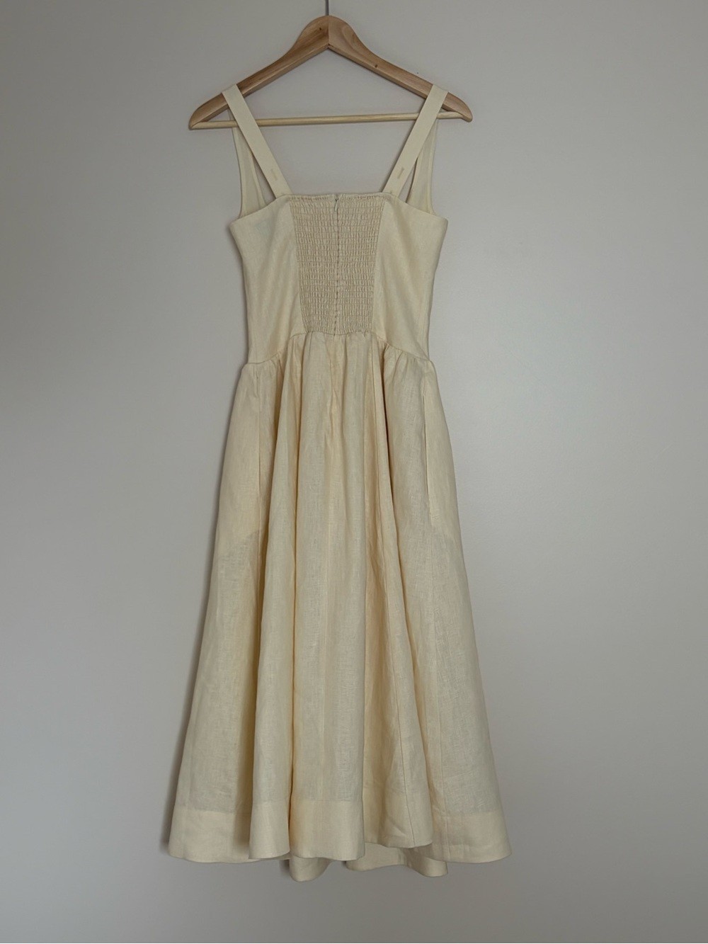 NEW Reformation Janu Square Neck Midi Linen Dress Sugar Light Yellow US 0 UK 4