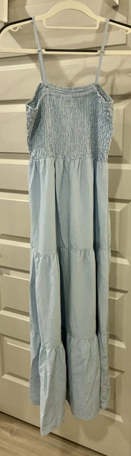 Smocked Maxi Dress Spaghetti Strap Tiered Cottagecore Boho Coast Sundress Beach