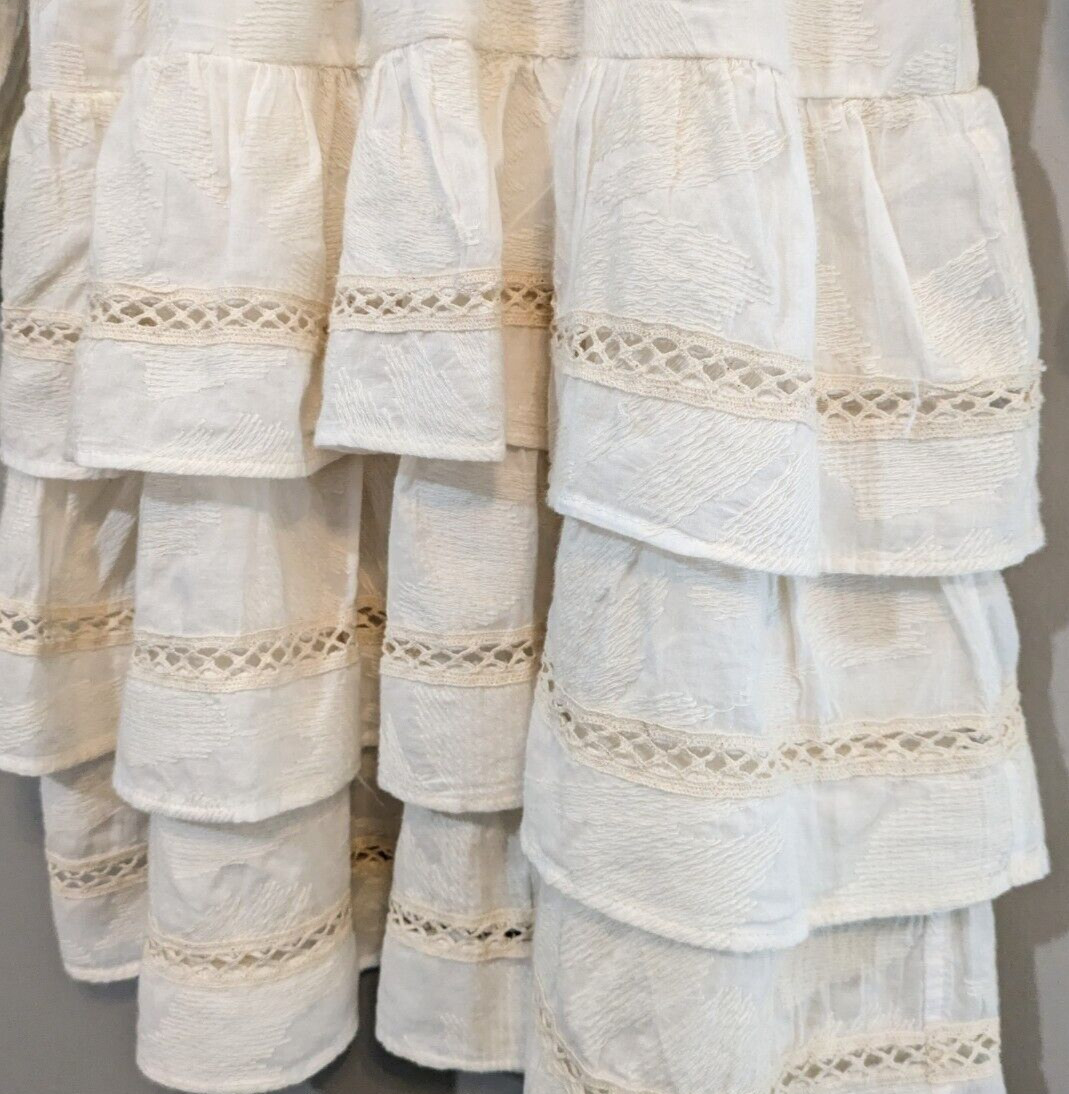Devotion Twins Nice Ecru Cream Long Sleeve Mini Dress Ivory Size Small Boho $379
