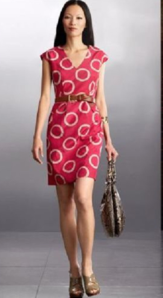 BANANA REPUBLIC Circle Print SILK Sleeveless SHEATH DRESS 0 6 T 8 10 12