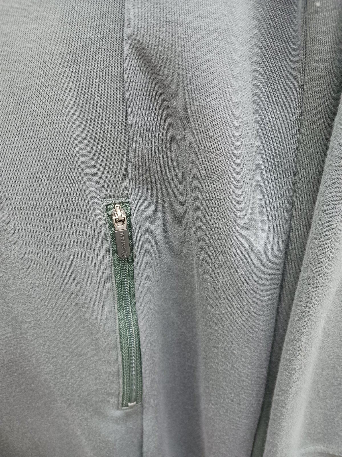 Unknown Women Tunic Gray Cotton Blend Long Sleeve Crew Neck Front Zip Pockets