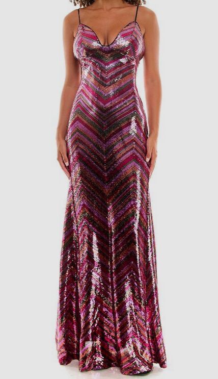 Violet Weekend Womens Pink Tara Sequin Evening Gown Dress Juniors Size 15/16