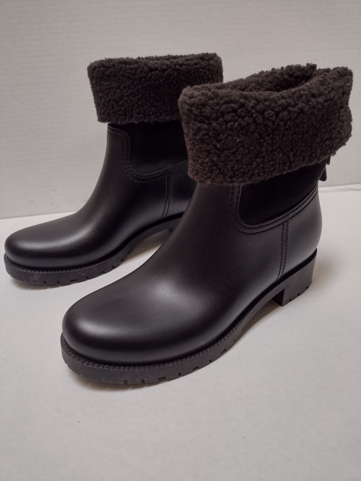 SEE BY CHLOE Black /Brown Suede Sherpa Fold-Over Boots Sz 39 (US 8.5)