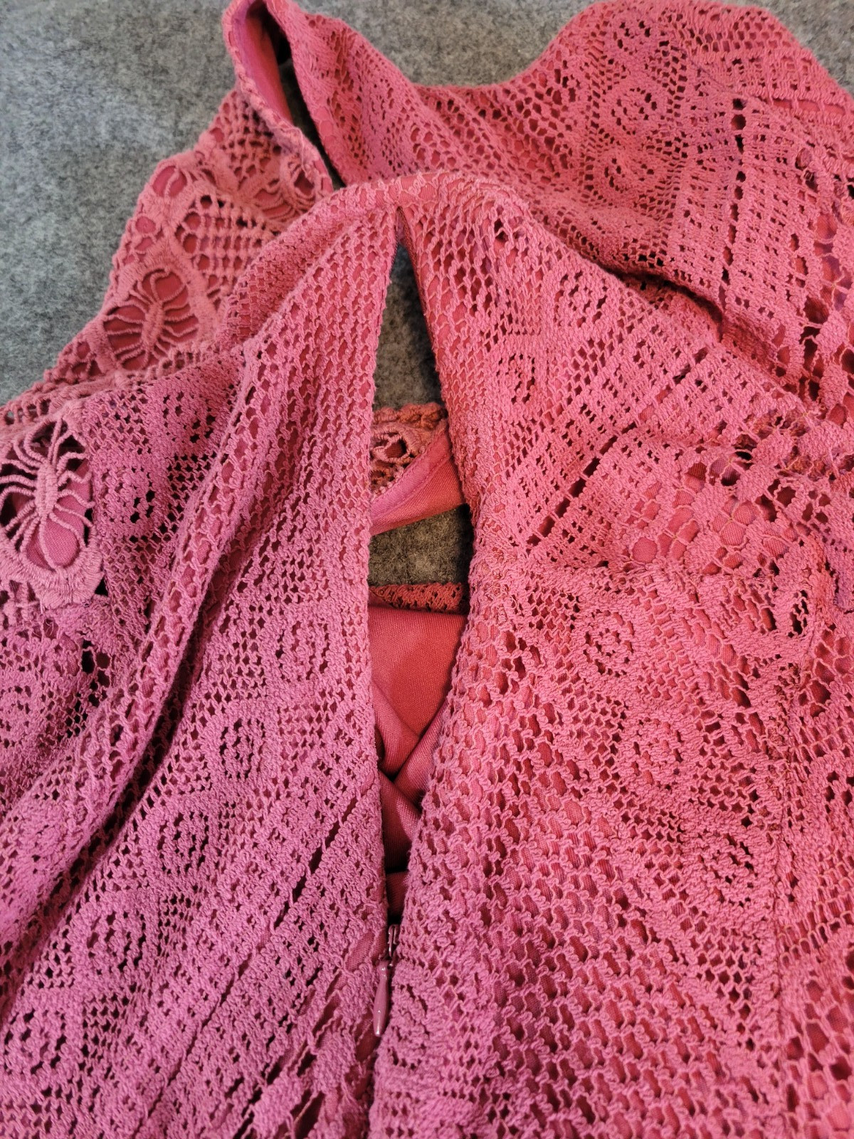 Indigo Thread Co. Womans Size Med Maxi Berry Color Crochet Lace Fairy BohoDress