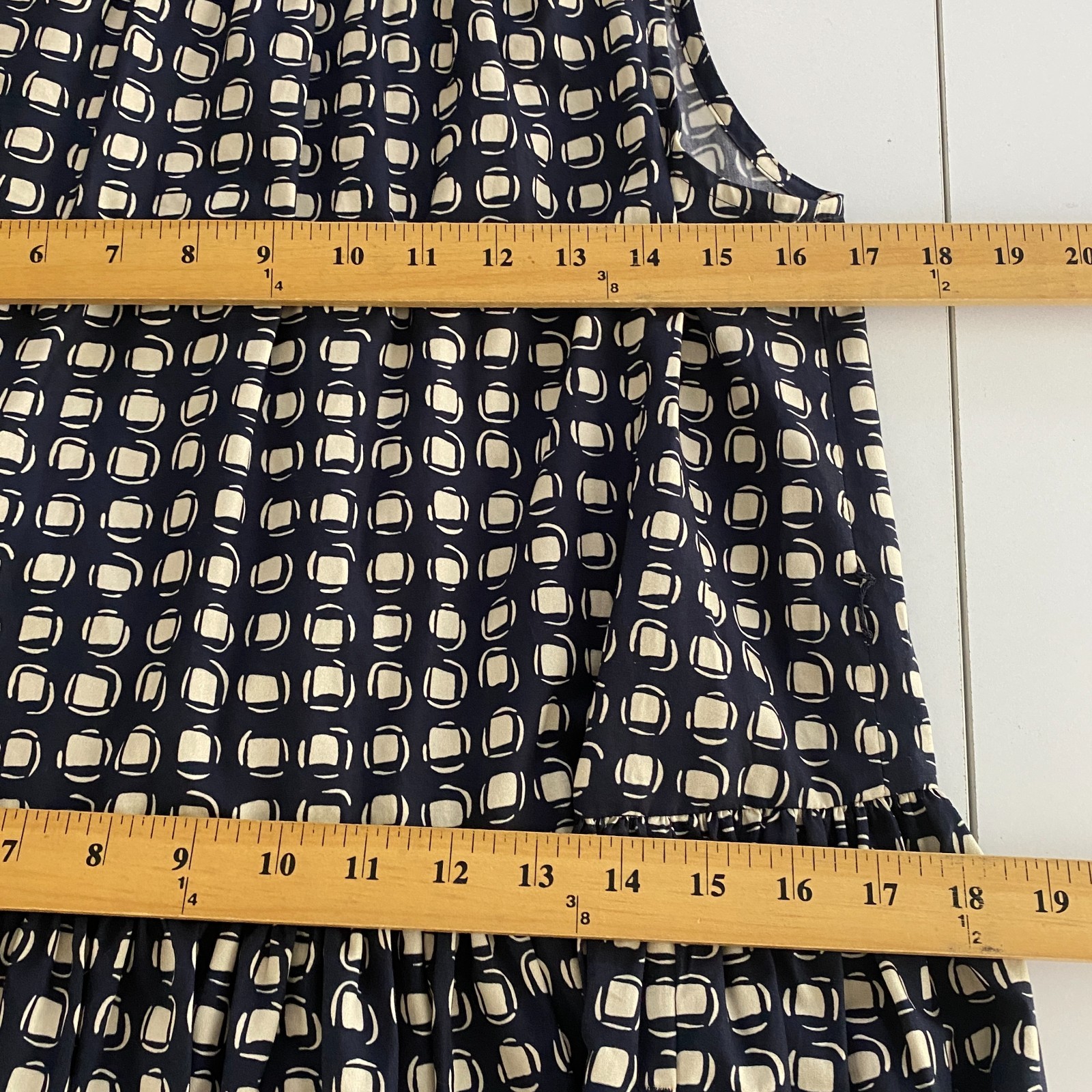 MaxMara Navy Cream Gina Fit & Flare Midi Dress US Size 8 Sleeveless No Belt