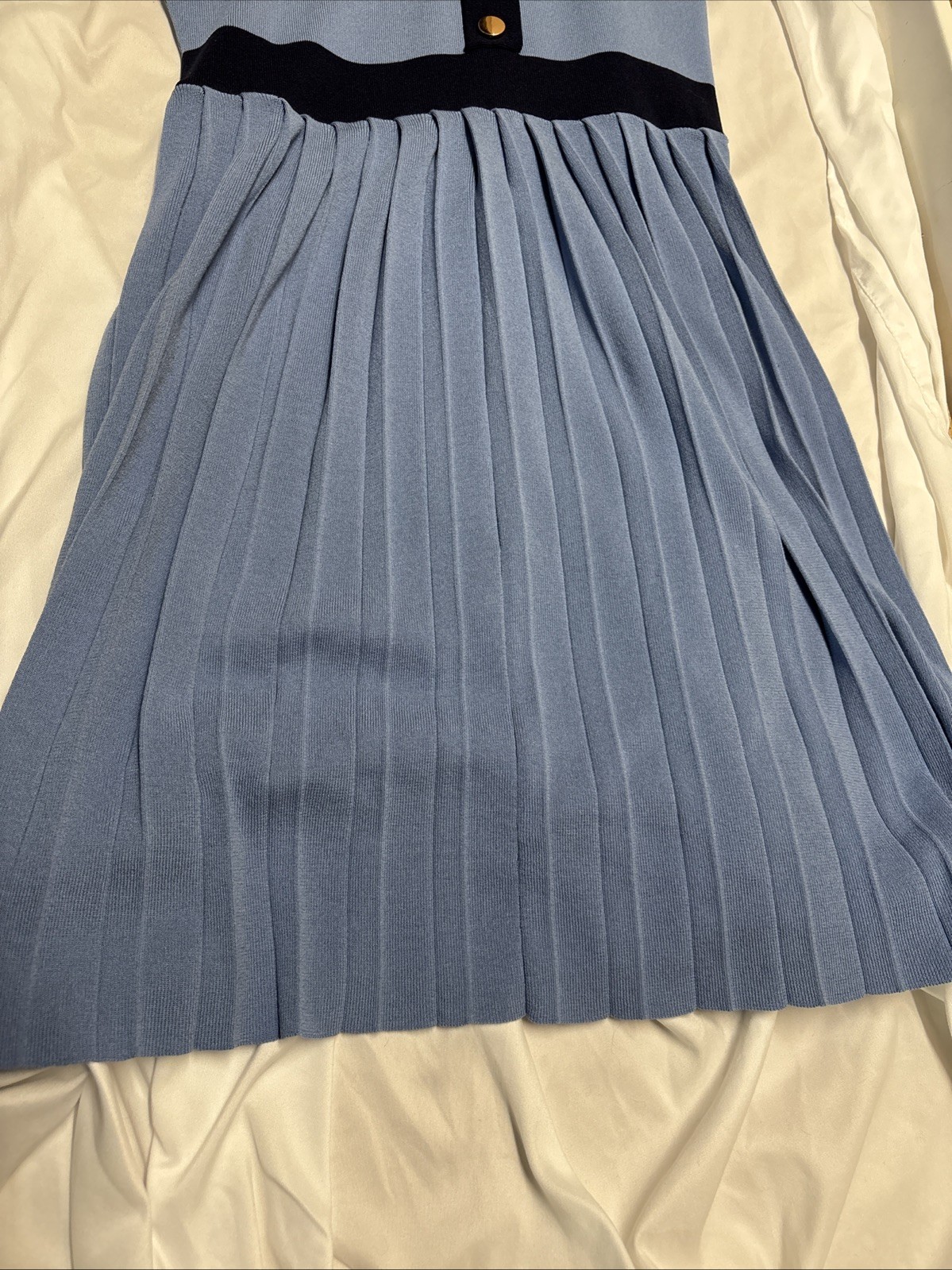 Alexia Admor Women’s Anders Fit And Flare Dress, Blue, Size XL, Gold Detail