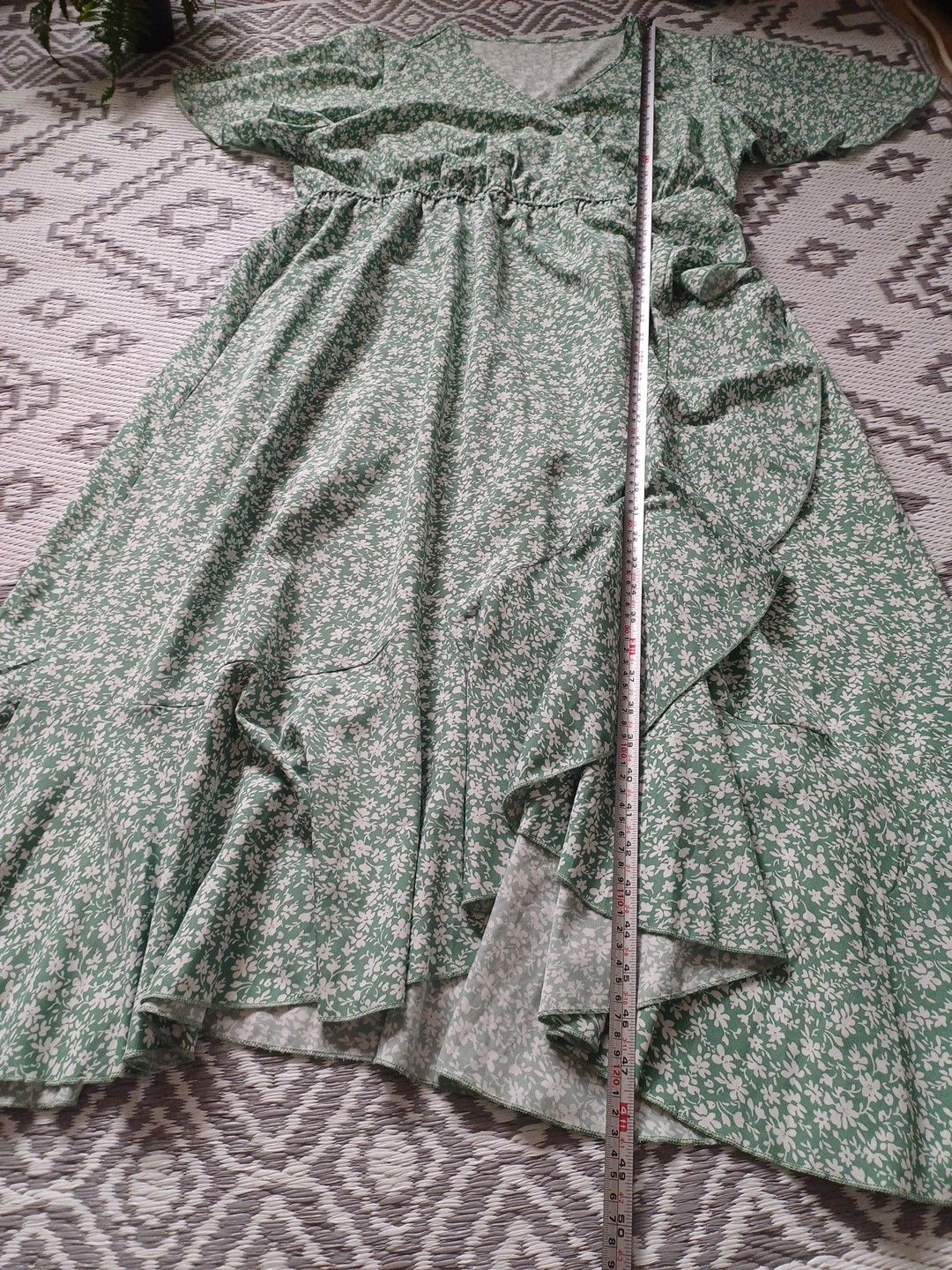 Pretty green white Floral Ruffle Waterfall Floaty 👗 Dress 1XL 2XL Curve 18 20