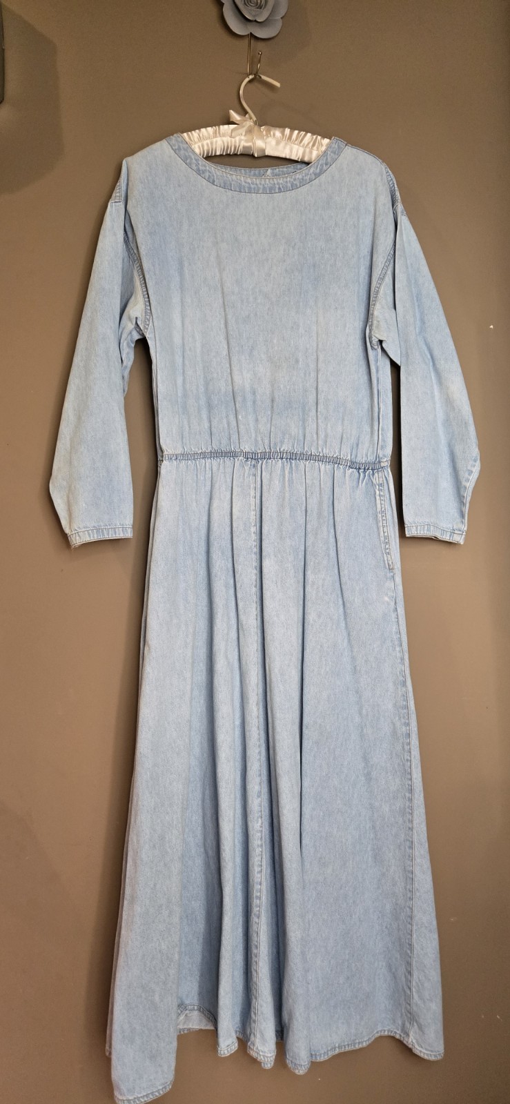 Coldwater Creek Light Wash Denim Prairie Cottage Dress Long/Long Sleeve
