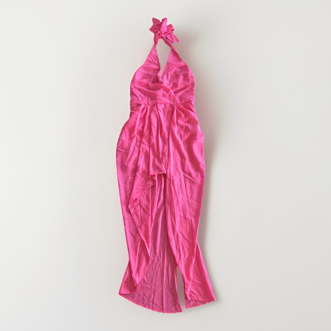 Hot Pink Sexy Halter Dress Size S New V-Neck Chiffon Valentine’s Love