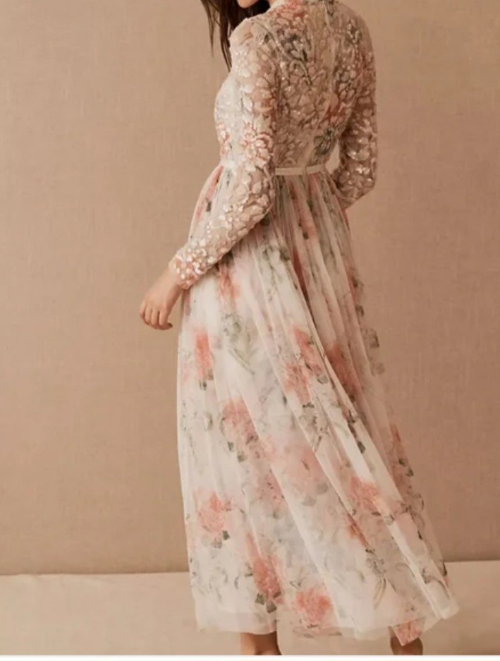 Needle and Thread White/Multi Sweet Posy Bodice Ankle Gown Dress .UK 10/ US 6