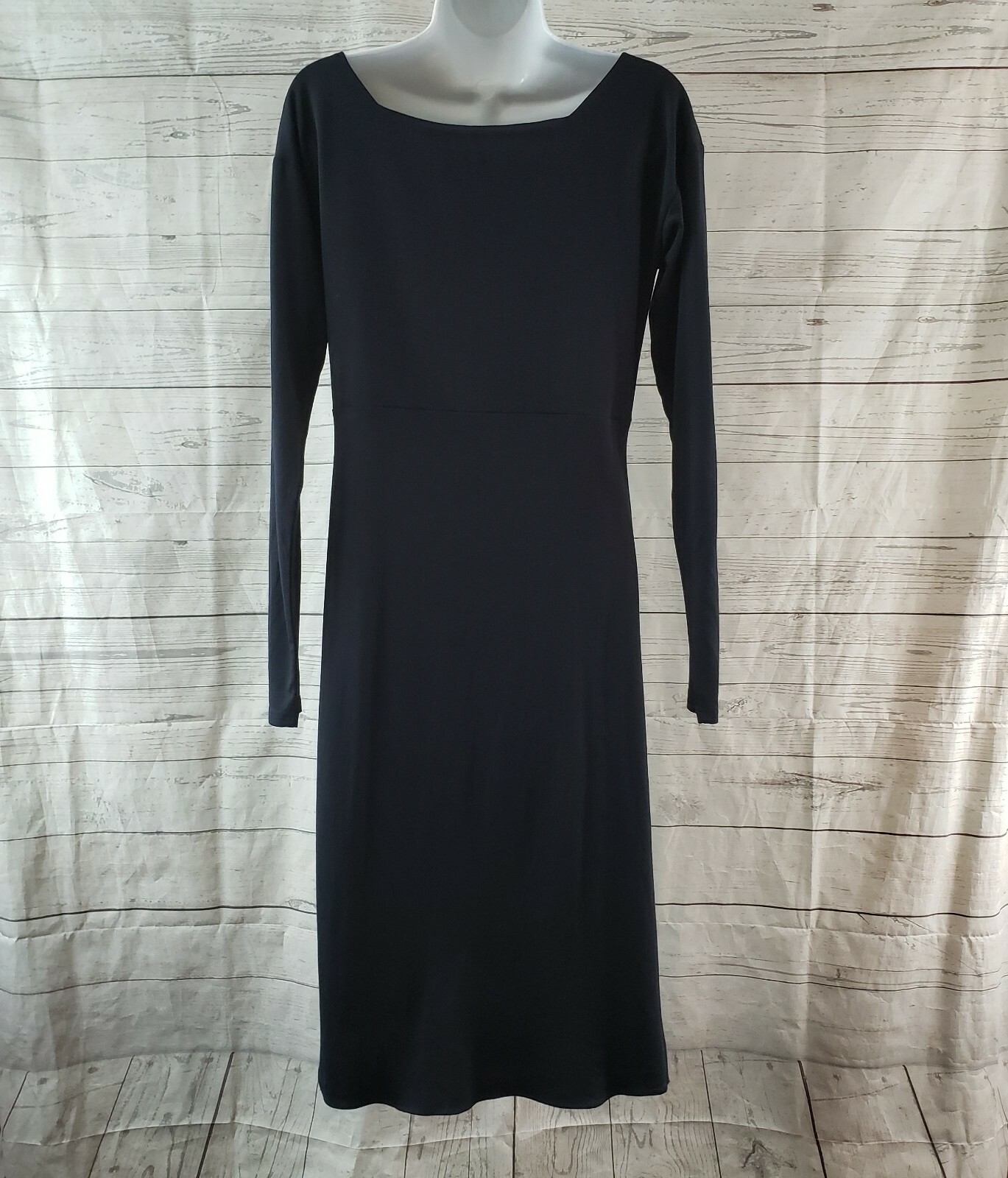 Pink Martini Womens Dress Sz Medium Solid Black Long Sleeve Rayon Blend