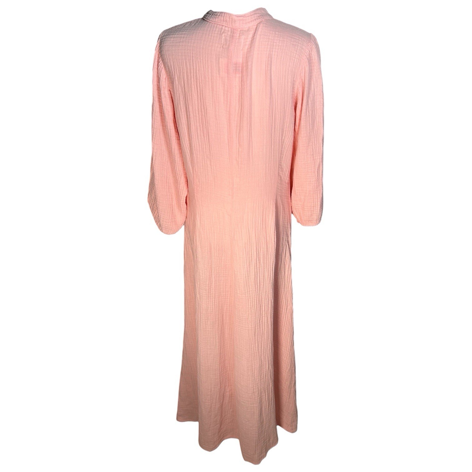 NWT HONORINE Pink Peach Cotton Gauze Tunic Maxi Dress Pearl Buttons Sz M