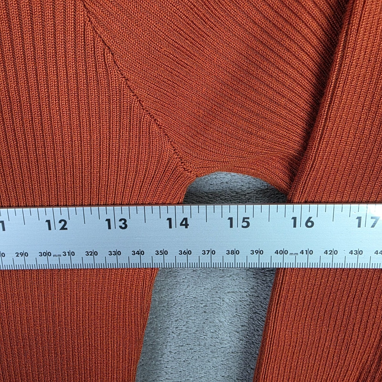 Womens Pretty Guide Rust Orange Ribbed Knit Bodycon Midi Dress Long Sleeve M