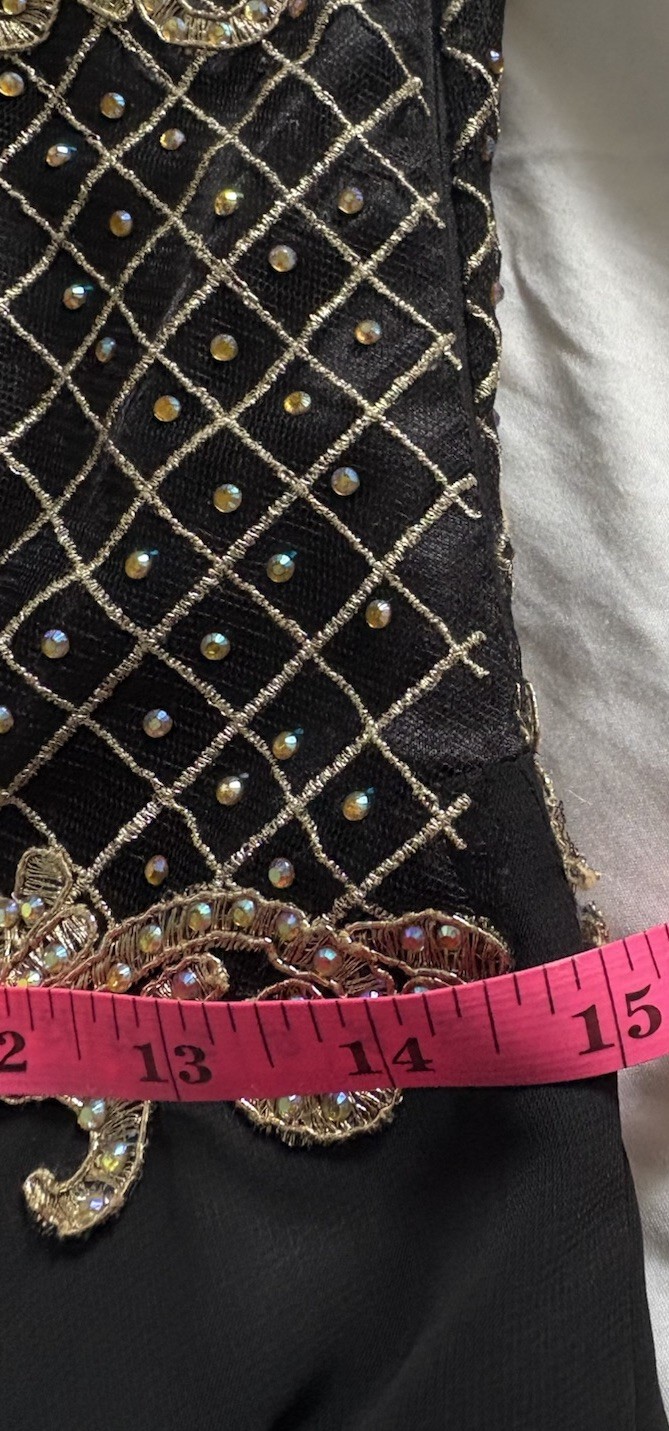 Formal Dancing Queen Gilded Illusion Halter Black/Gold Dress Sz Large