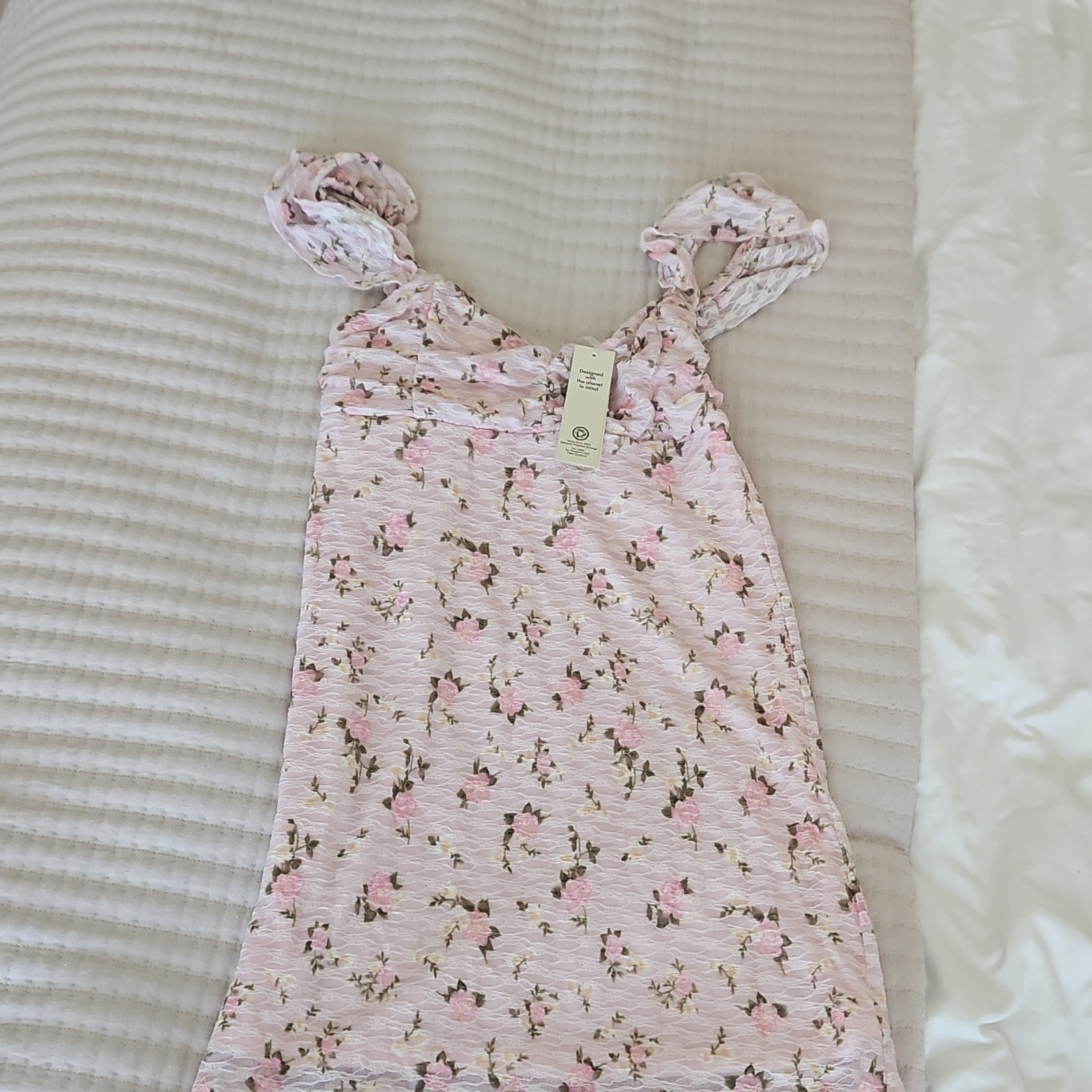 No Boundaries Sweetheart Lace Floral Sundress Pink Sleeveless Short XS (0-2)