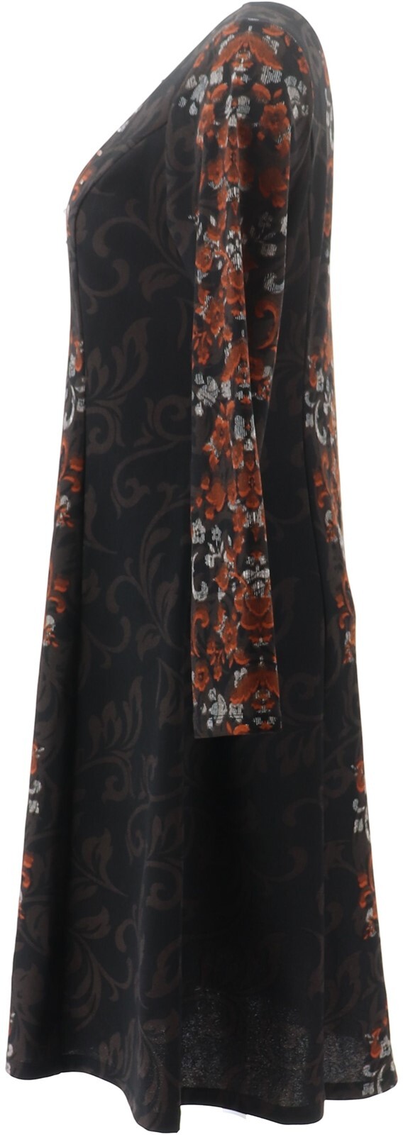 Dennis Basso Printed Luxe Crepe Fit-and-Flare Dress Black Spice 18W NWOT (3)