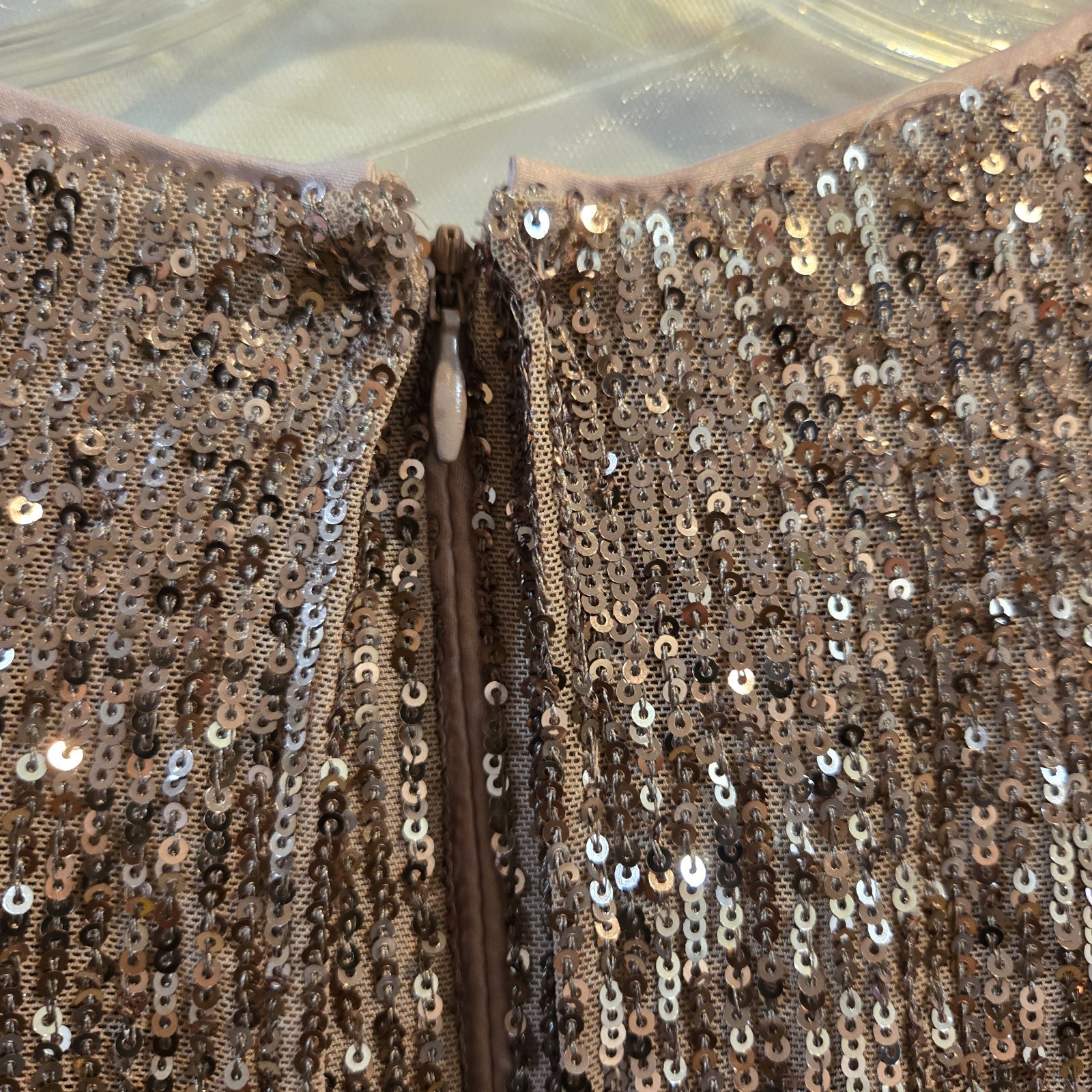 Eliza J Cocktail Sequin Mini Dress~ Rose Gold V-Neck Sheath/Balloon Sleeves NEW