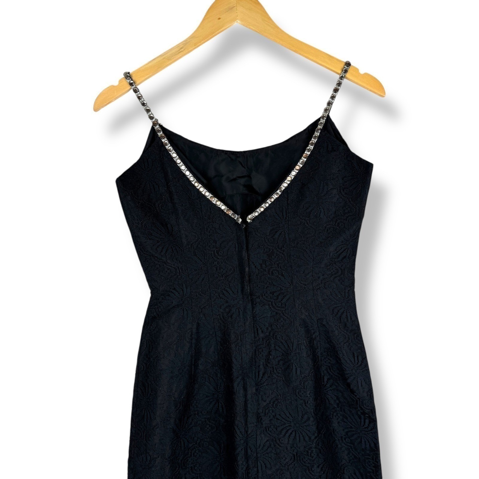 Lilli Diamond Black Lace Wiggle Dress Womens Size Small Glam Vintage 50s 60s