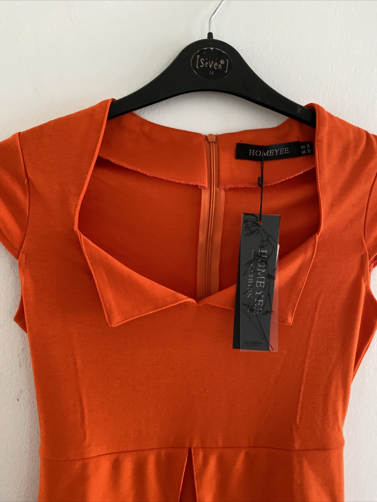 BNWT Sz 8 Unusual ORANGE Korean Asian Suit Dress Stretchy slimming tummy draped