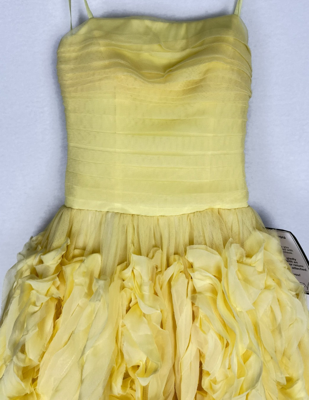 Say Yes Strapless Ball Gown Juniors 3 Yellow Ruffled Rosette Lace Up FLAW