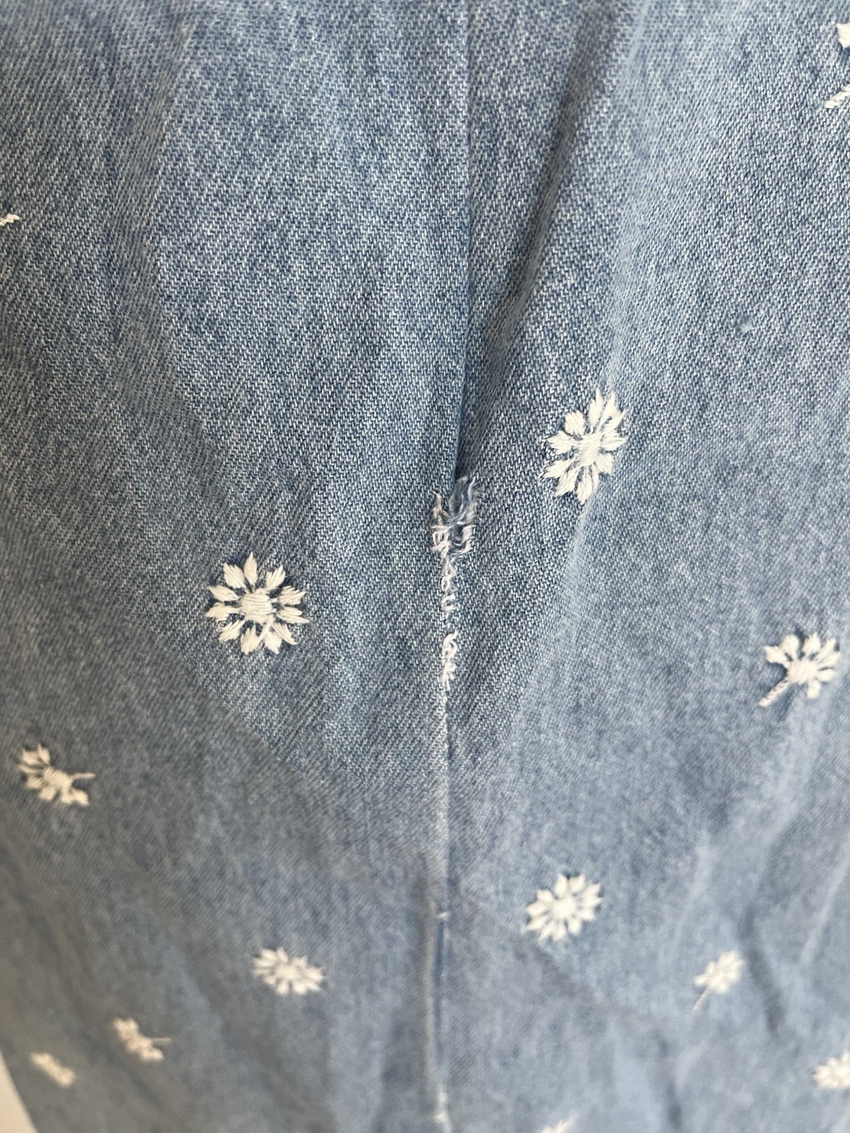 90s Sheath Mini Dress Size 6 Denim Daisy Embroidery Cottagecore Coquette Vintage