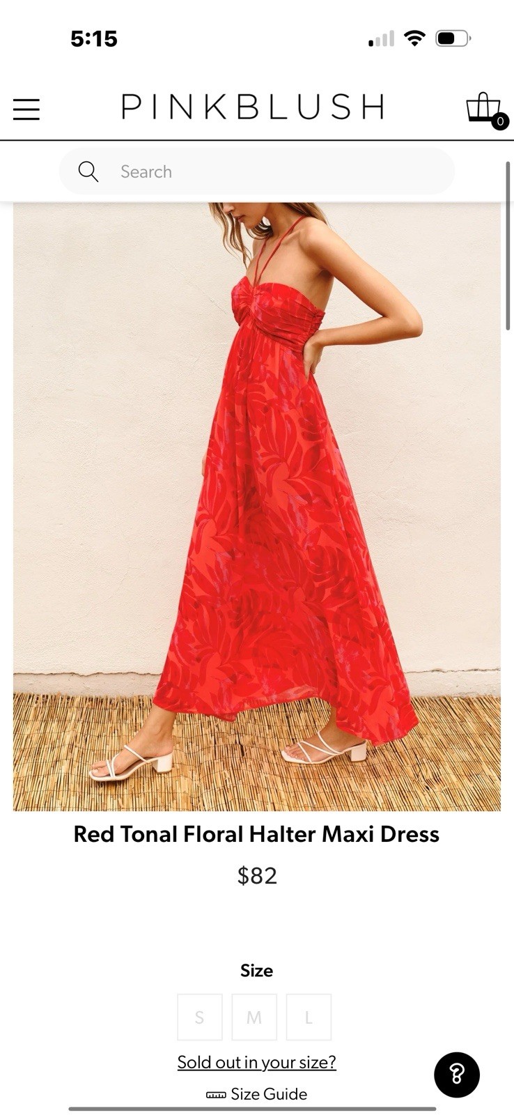 Dress Forum Red Tropical Print Straps Adjustable Maxi Dress Size M