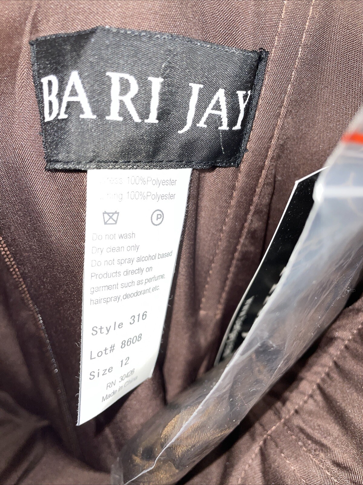 NEW- BARI JAY – Sheer Chiffon Brown Holiday Formal Evening Dress 12