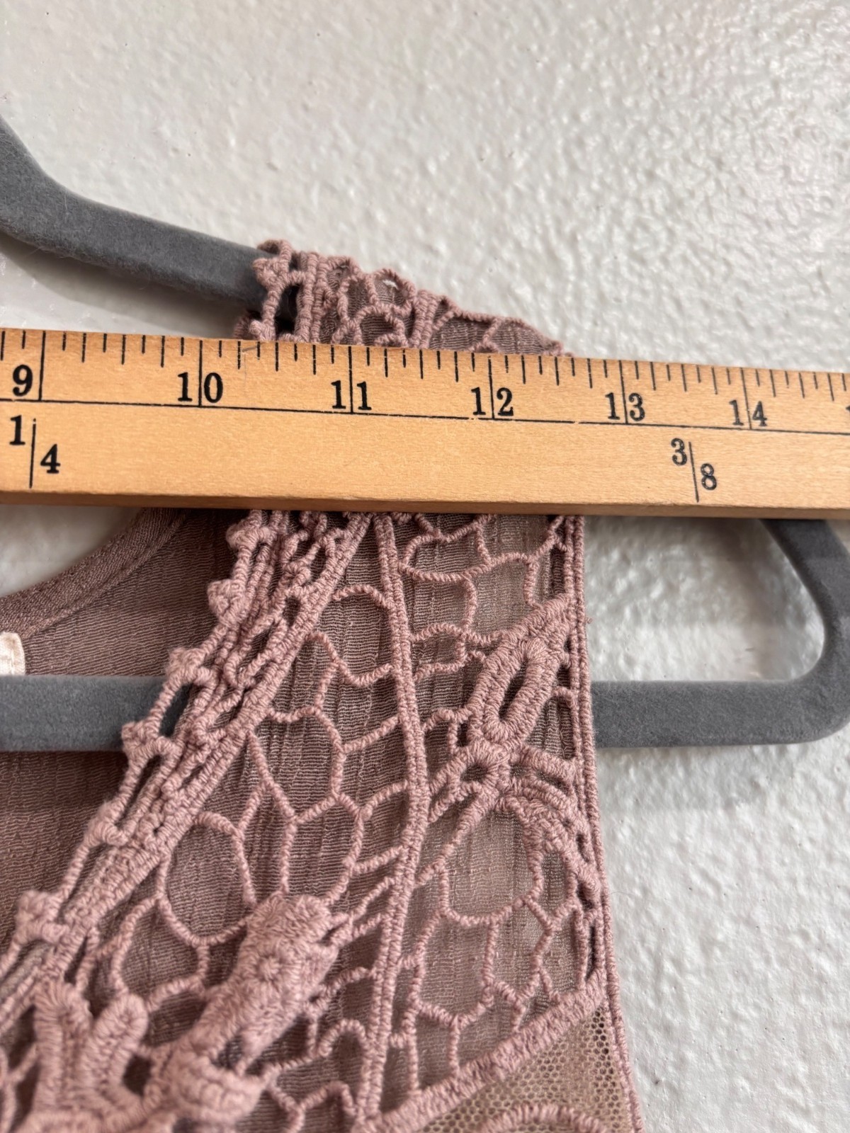 Indigo Soul XL Sleeveless Boho Tunic Dress With Crochet Lace Details Mauve Pink