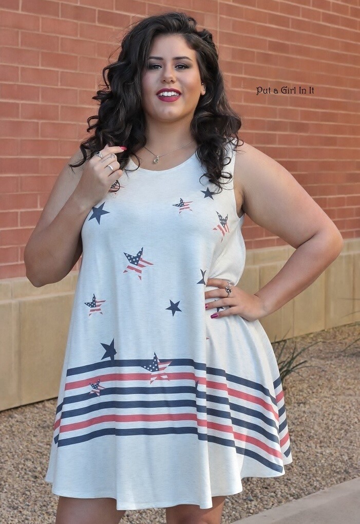 New PLUS SIZE Womens USA OVERSIZED AMERICAN STARS SLEEVELESS DRESS XL 1X 2X 3X