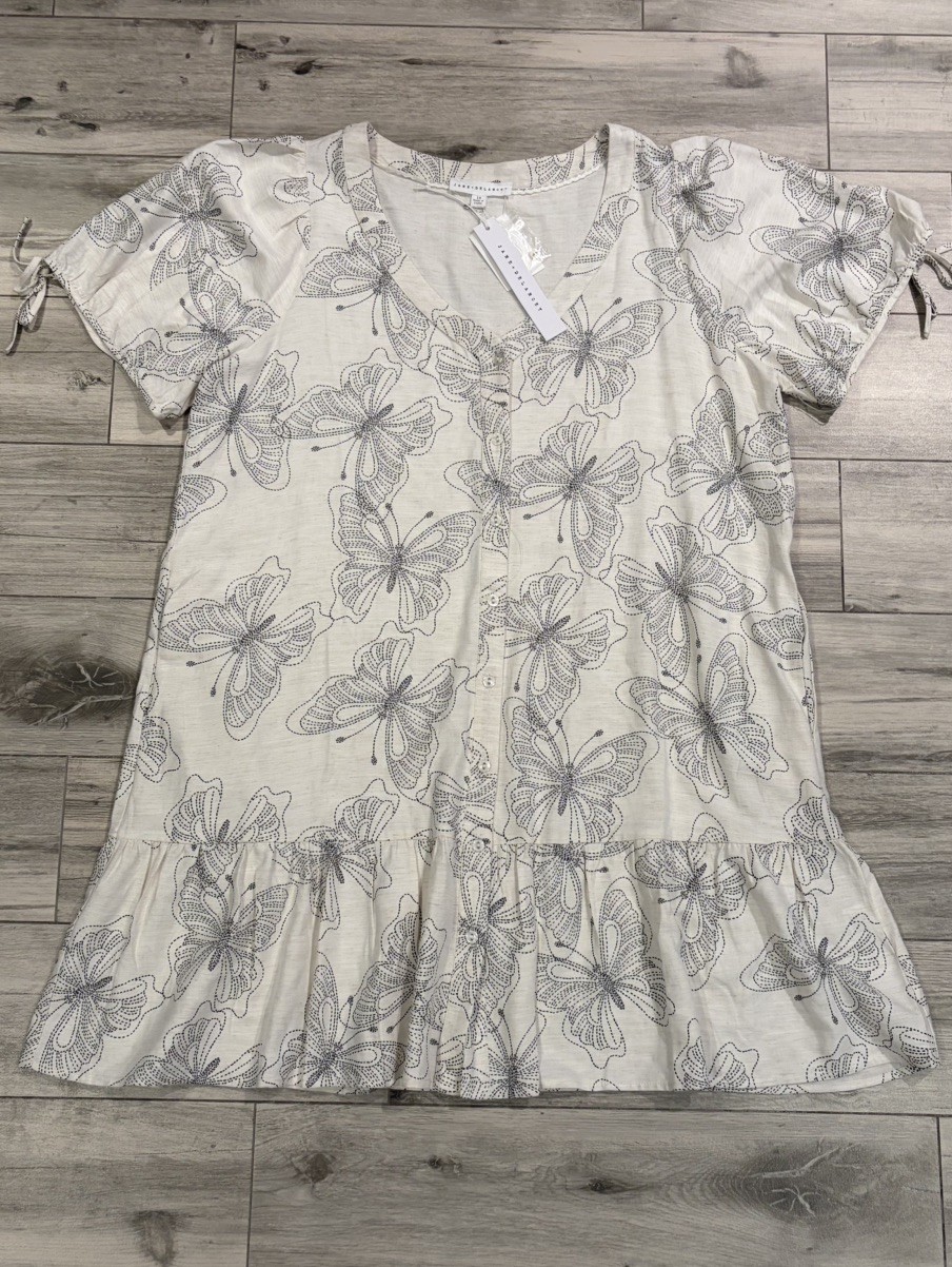 NWT 1X Jane+Delancey Women’s Plus Size Ivory Floral Tiered Knee Length Dress